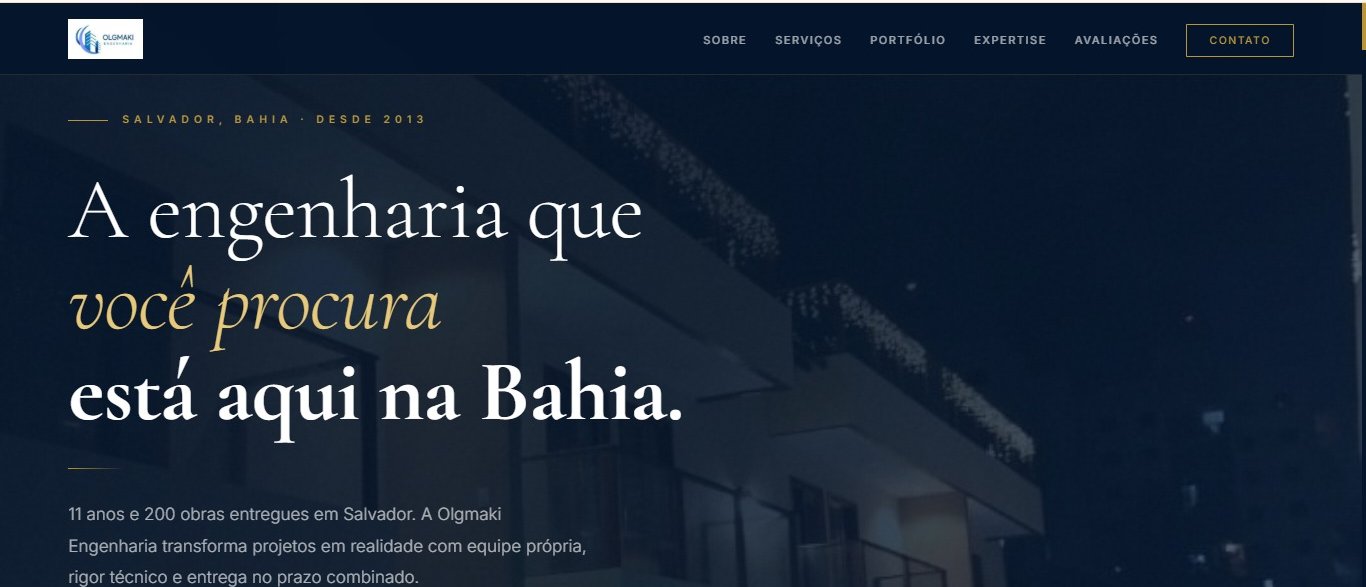 Screenshot do site de OLGMAKI Engenharia